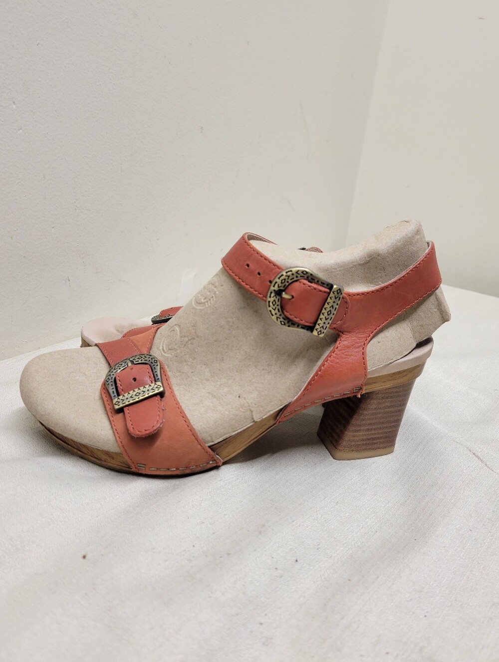 Dansko Anna Leather Orange Heeled Sandals Size 37 - Picture 2 of 12